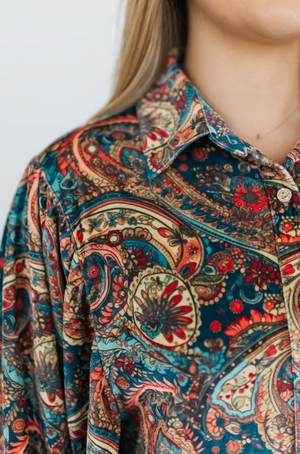 Painted You Pretty Paisley Velour Blouse
