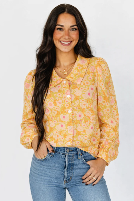 Somewhere Over Laredo Floral Button Up Blouse