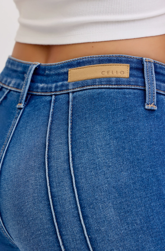 Line Dance Flare Jeans W/ Pintuck Seam - Lil Bee's Bohemian