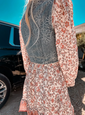 Daisy Lane Denim Tie Front Vest