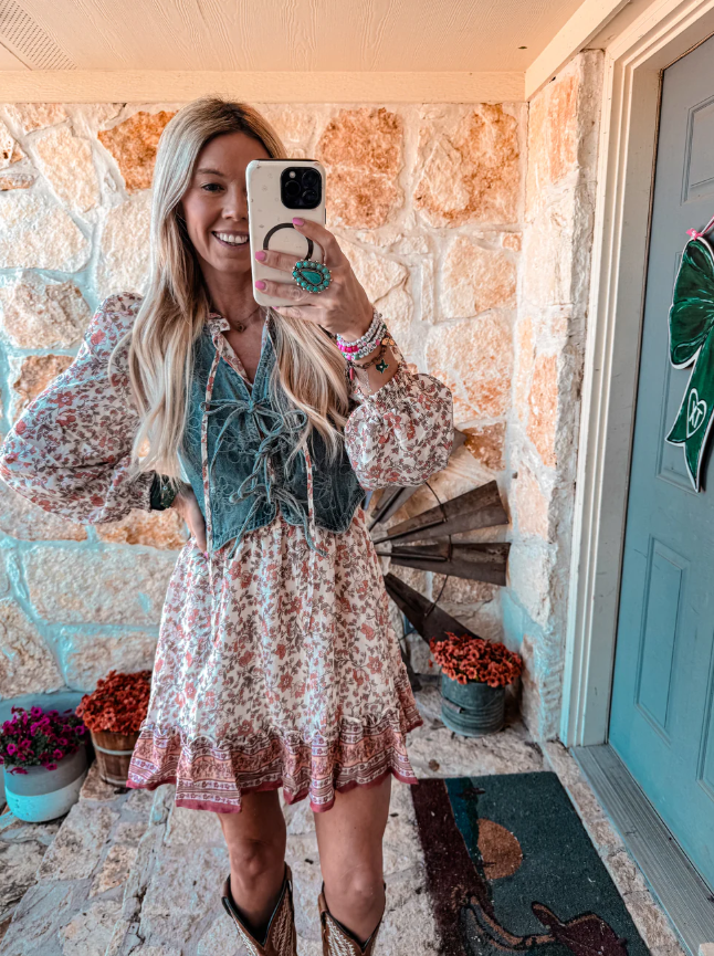 Daisy Lane Denim Tie Front Vest