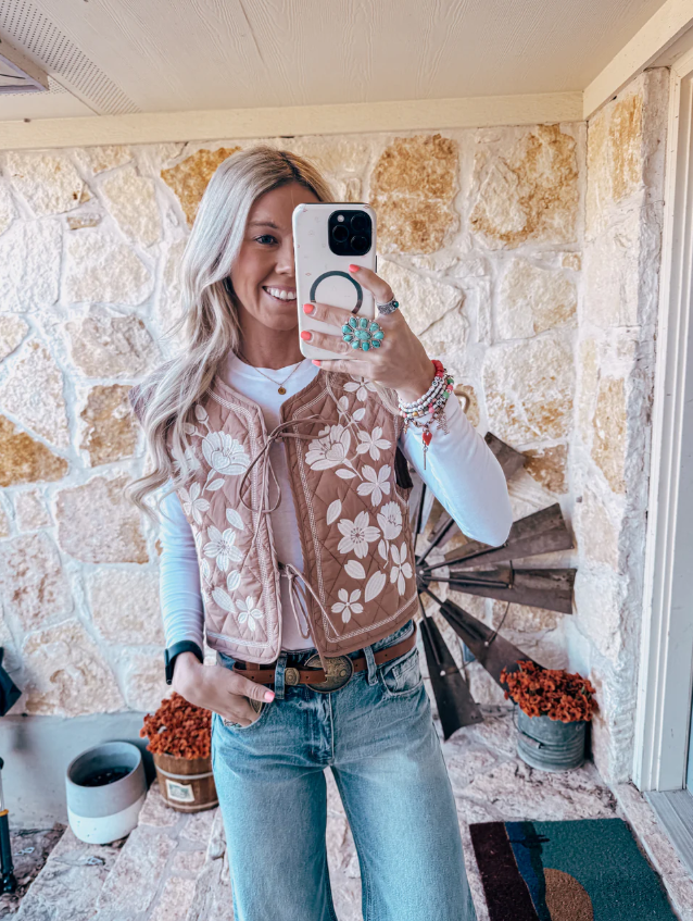Lovely Day Floral Quilted Vest