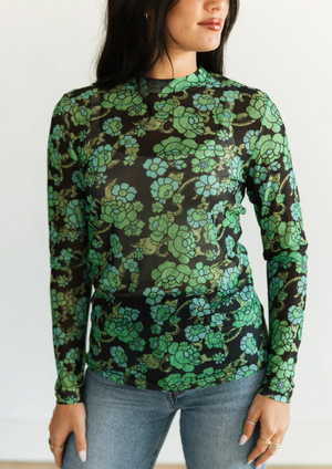 Little Bitty Floral Print Mesh Top