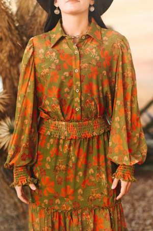 Livin' On Love Floral Print Button Up Blouse