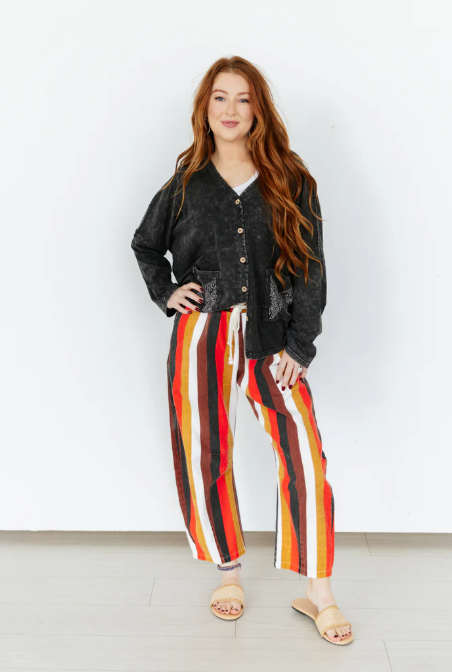 Straight Edge Stripped Barrel Jeans