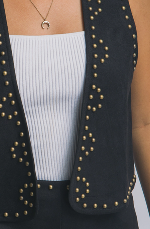 Hang Tight Honey Suede Studded Western Vest