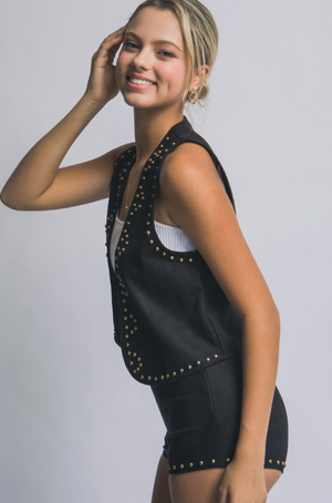 Hang Tight Honey Suede Studded Western Vest