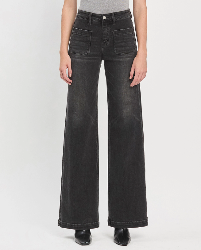 Dark Horse Black Denim Wide Leg Jeans