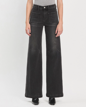 Dark Horse Black Denim Wide Leg Jeans