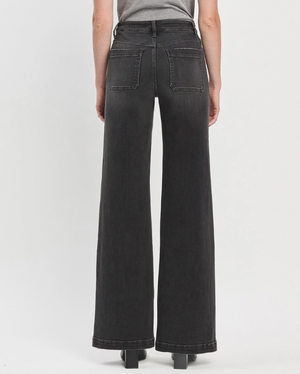 Dark Horse Black Denim Wide Leg Jeans