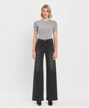 Dark Horse Black Denim Wide Leg Jeans