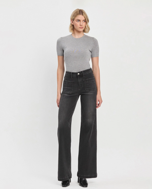 Dark Horse Black Denim Wide Leg Jeans