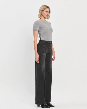 Dark Horse Black Denim Wide Leg Jeans