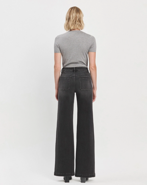 Dark Horse Black Denim Wide Leg Jeans