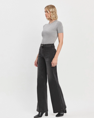 Dark Horse Black Denim Wide Leg Jeans