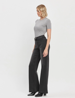 Dark Horse Black Denim Wide Leg Jeans