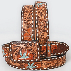 Soaring High Tooled Leather Belts w/ Rectangle Buckle