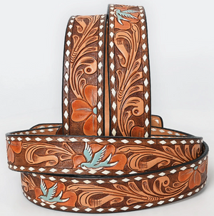 Soaring High Tooled Leather Belts w/ Rectangle Buckle