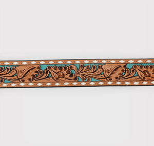 Canyon Belle Tooled Leather Belt w/ Rectangle Buckle