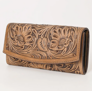 Flower Fields Tooled Leather Wallet