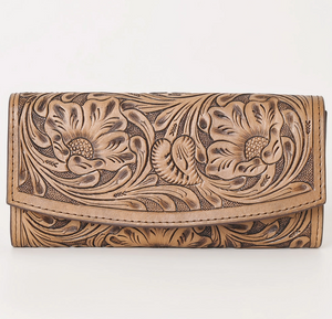 Flower Fields Tooled Leather Wallet