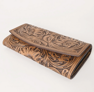 Flower Fields Tooled Leather Wallet