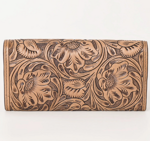 Flower Fields Tooled Leather Wallet