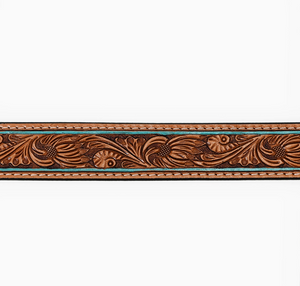 Canyon Dreams Floral Tooled Leather Belt w/ Rectangle Buckle