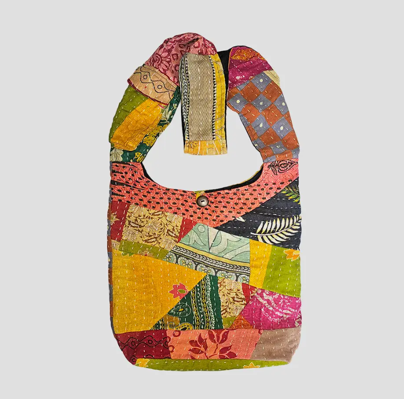 In Stitches Kantha Quilt Patchwork Hobo Bag