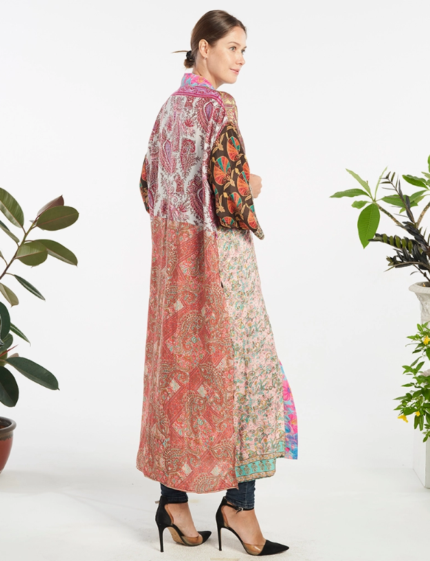 Beach In Hawaii Patchwork Silk Robe Duster