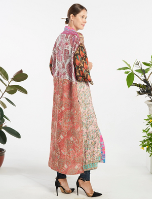 Beach In Hawaii Patchwork Silk Robe Duster