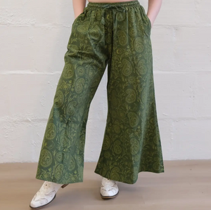 Moon Dance Flowy Paisley Boho Cotton Wide Leg Pants