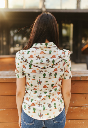 The Far Country Button Up Western Print Blouse