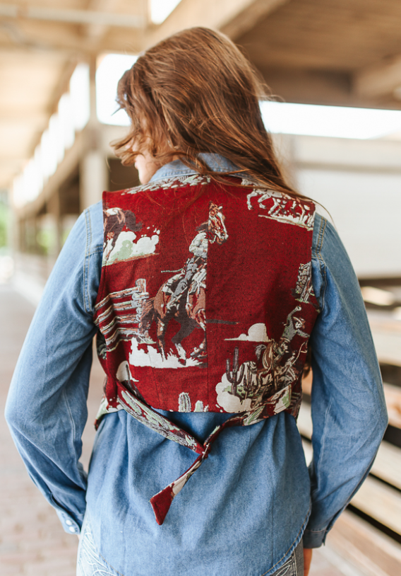 Rodeo Romance Jacquard Horse Button Down Corset Top &/or Vest