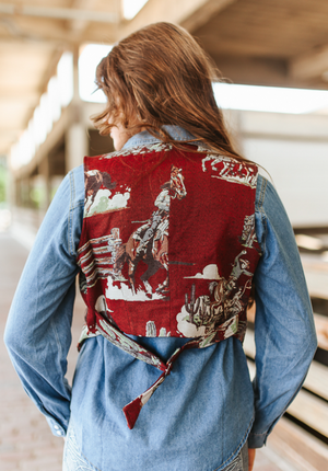Rodeo Romance Jacquard Horse Button Down Corset Top