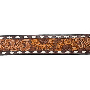Sunflower Soirée Tooled Leather Belts w/ Rectangle Buckle ~ PREORDER 8/10