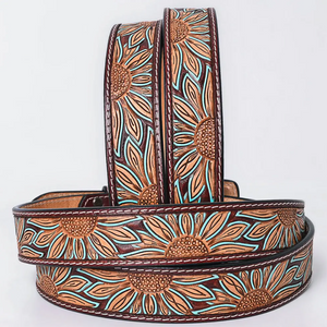 Cowgirl Garden Tooled Leather Belt w/ Rectangle Buckle ~ PREORDER 8/10