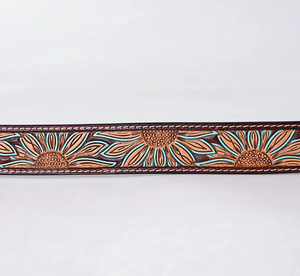 Cowgirl Garden Tooled Leather Belt w/ Rectangle Buckle ~ PREORDER 8/10