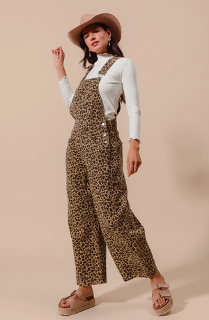 Untamed Leopard Print Barrel Overalls