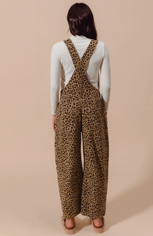 Untamed Leopard Print Barrel Overalls