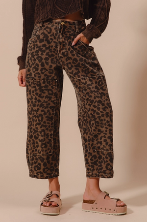 Fierce & Free Leopard Print Barrel Pants