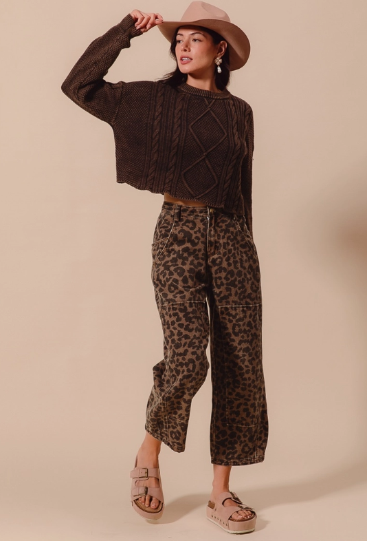 Fierce & Free Leopard Print Barrel Pants