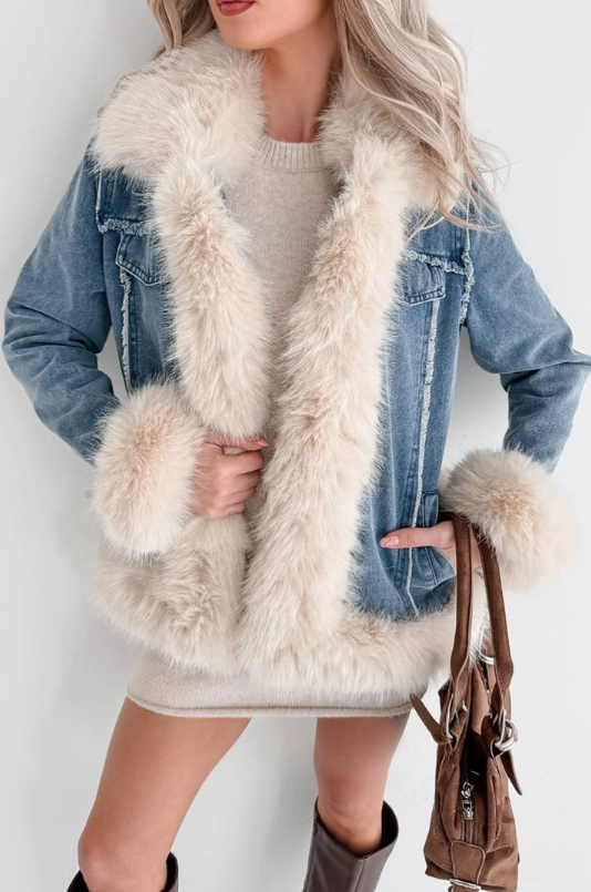 Rancher's Daughter Denim Faux Fur Jacket