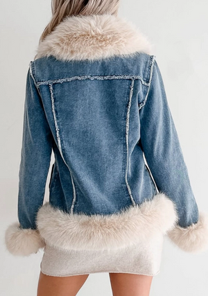 Rancher's Daughter Denim Faux Fur Jacket