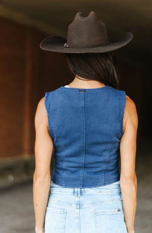 Desert Denim Embroidered Vest