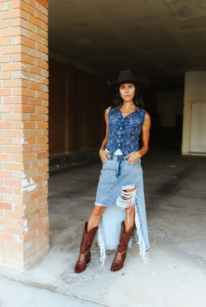 Desert Denim Embroidered Vest
