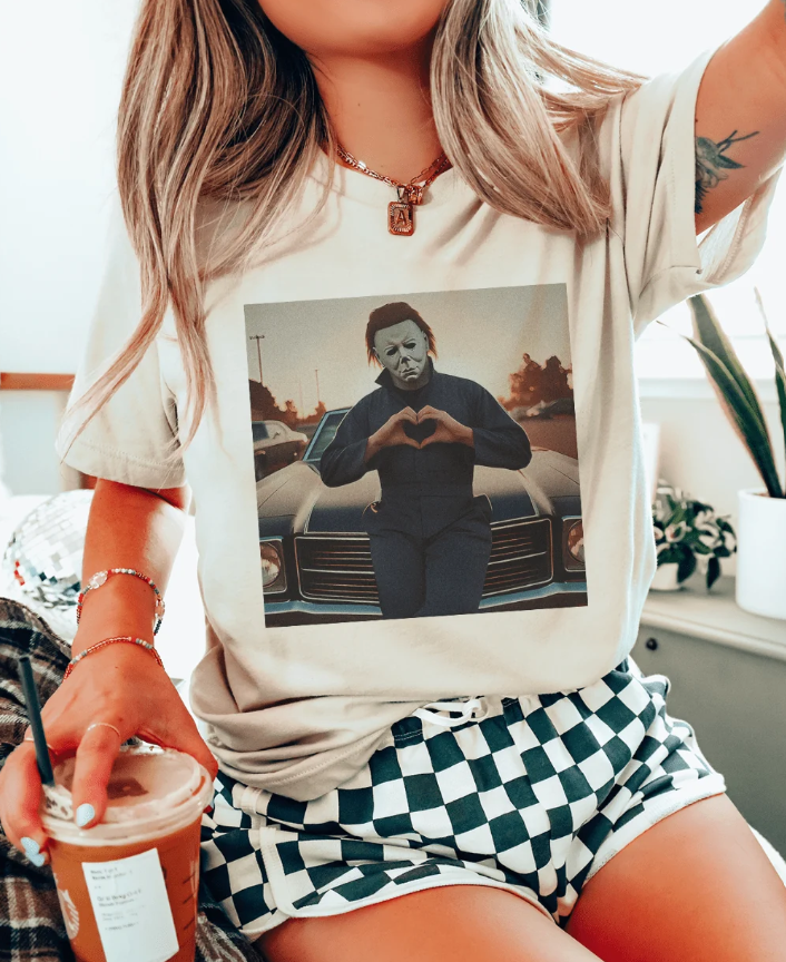 Michael Meyers Halloween Heart Hands - Cream Tee (made 2 order) LC