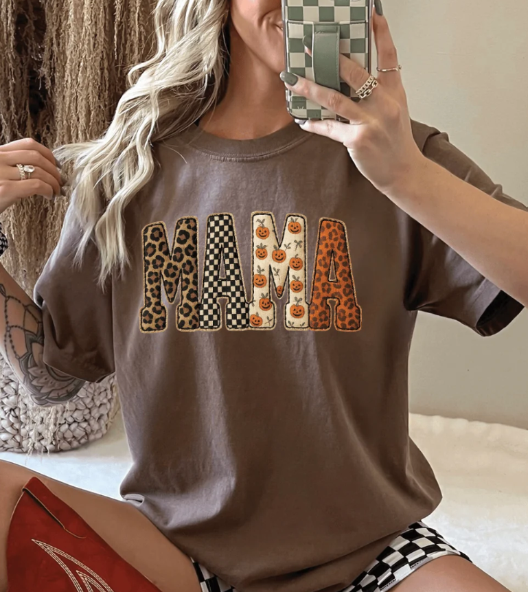 Fall Mama Checkered Pumpkins Name - Sweatshirts & T-Shirts (made 2 order) LC