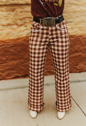Whiskey Creek Brown Plaid Jeans