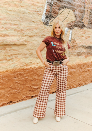 Whiskey Creek Brown Plaid Jeans